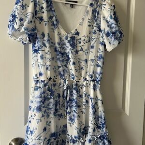 Floral Blue and White Dress